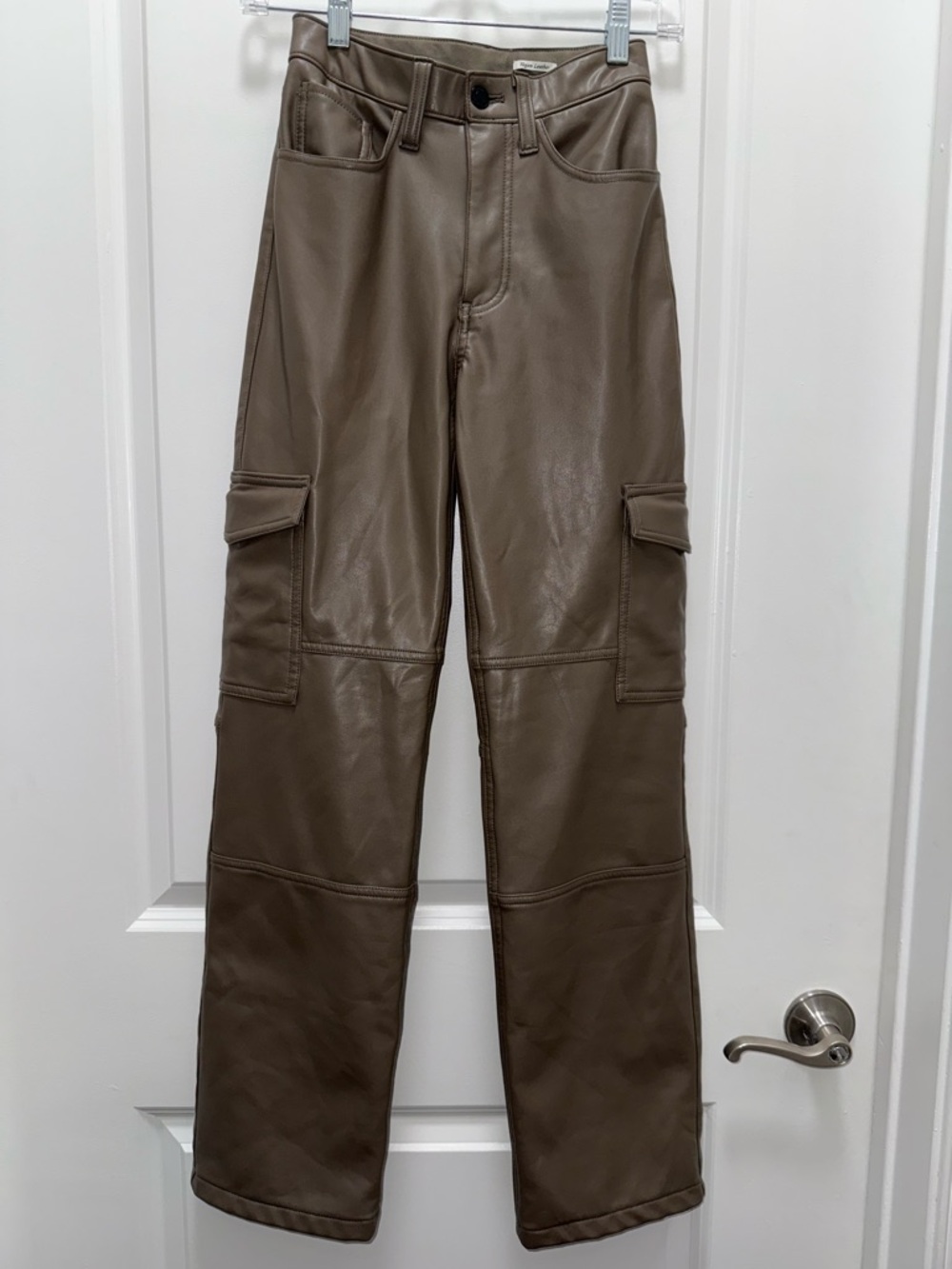 Abercrombie & Fitch Leather Cargo Pants in Mauvy Brown
